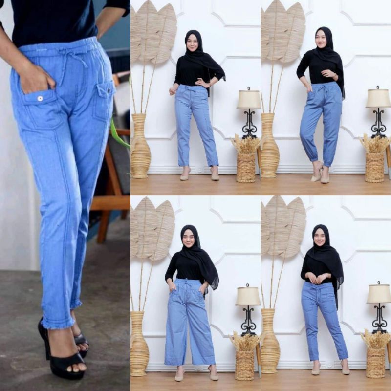 Celana Kulot Jeans Wanita All Size Masa Kini Bahan Katun Nyaman di pake termurah