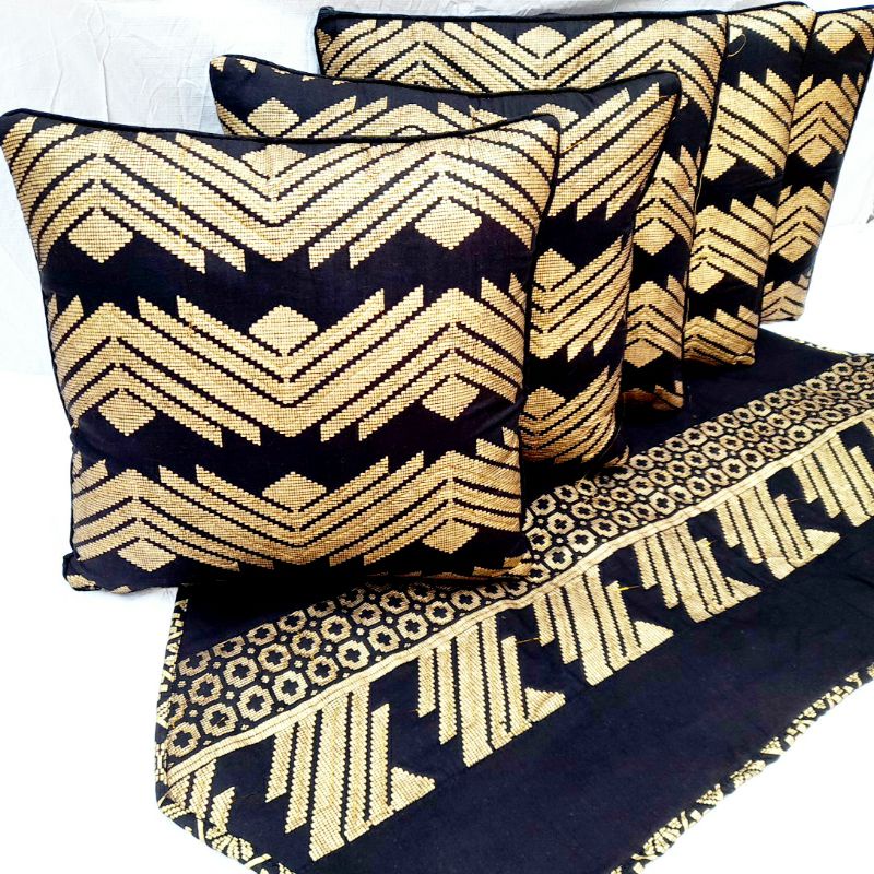 SARUNG BANTAL KURSI SOFA | 40 × 40 | LAPIS BUSA | BORDIR BENANG EMAS | GROSIR MURAH | HOMEMADE