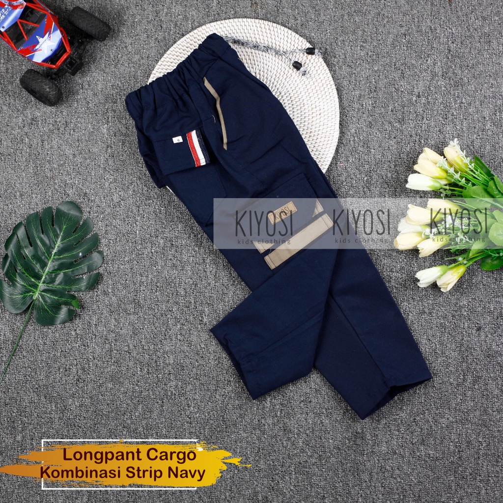 KIYOSIi Celana Chinos Cargo Jogger Sirwal Anak Unisex Outdoor Strip