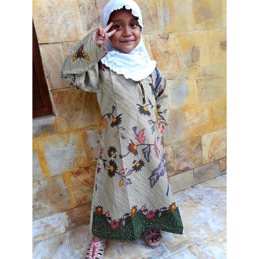 JAVA GA002 gamis anak batik katun halus couplee pekalongan grosir murah motif bunga