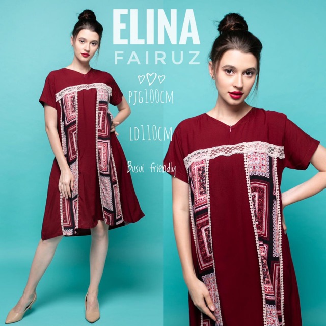 Homedress Fairuz Elina Homey Dress Muslim Baju Pakaian Wanita Fashion Daster Kekinian Busui Polos