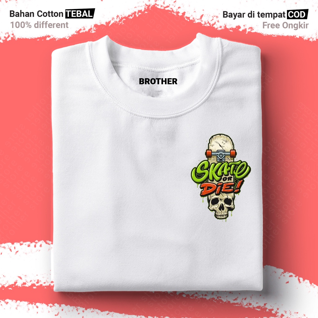 BROTHERSTORE Kaos Distro Articlel Skate time USA KAOS TEXT print  pria Abu Misty Premium