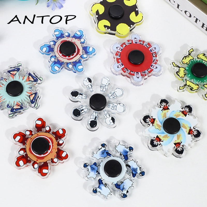 Fidget Spinner Gyro 3D Motif Karakter Kartun Mainan Penghilang Stres ANTOP