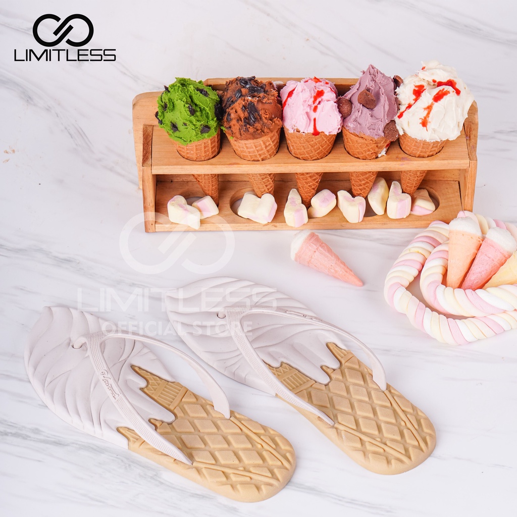 Zerolimit - Sandal Jepit Wanita Ice Cream Lucu Colorfull Sendal Japit Cewek Bentuk Es Krim Nyaman Sandal Wanita Imut Kekinian