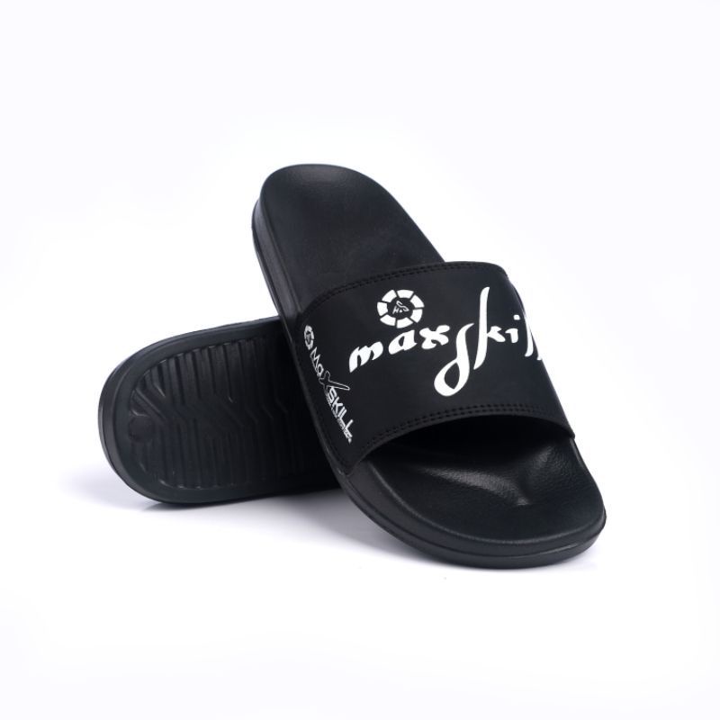 sandal slop pria/wanita size 38-39 sandal slop / sendal slide maxskill sandal karet  terbaru simpel elegant-Slide Latin hitam