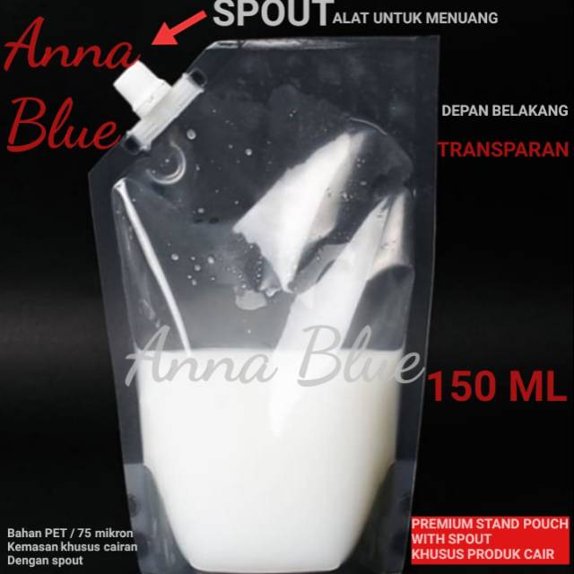 PREMIUM STAND UP POUCH CAIRAN 150 ML DENGAN SPOUT/PLASTIK CAIRAN