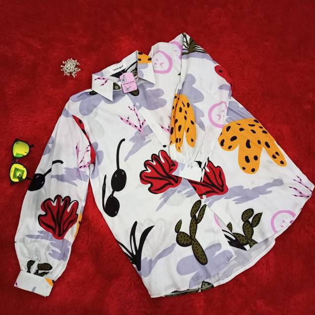 floral blouse Batwing white