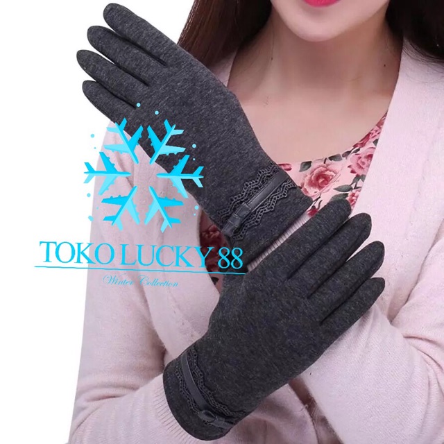 (Cacat gudang) Sarung Tangan Winter Touchscreen Bulu Glove Fingerprint
