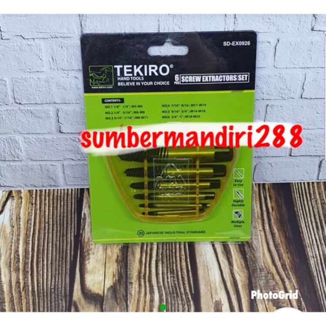 Tap mundur set Tekiro screw extractor