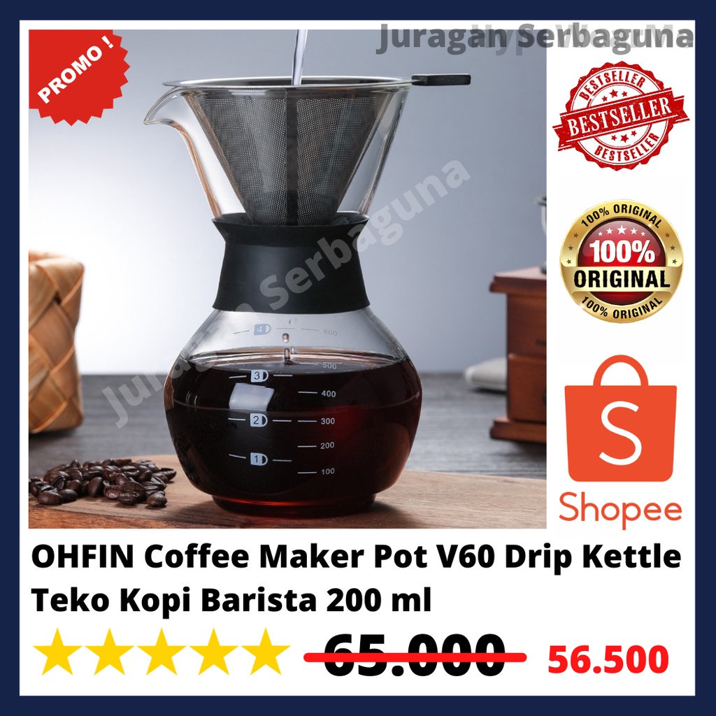 OHFIN Coffee Maker Pot V60 Drip Kettle Teko Kopi Barista 200 ml