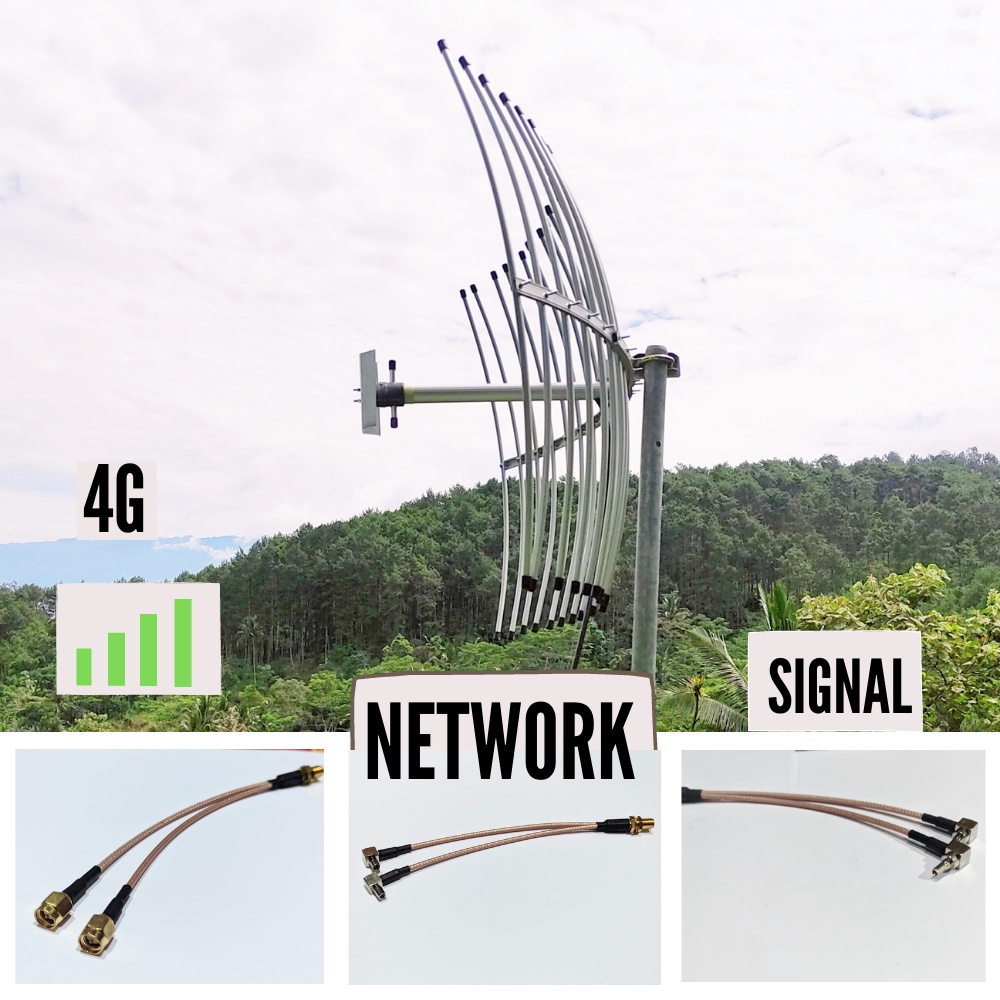 ANTENA YAGI GRID 15M UNTUK PENGUAT MODEM/MIFI ANTENA 4G 3G/ANTENA PIGTAIL GANDA (BEBAS PILIH) untuk huawei e5577 e3372,b310 b315,dlink dwr920,orbit star 3,advan cpe,orbit max,orbit pro,tp link mr6400,tp link mr100