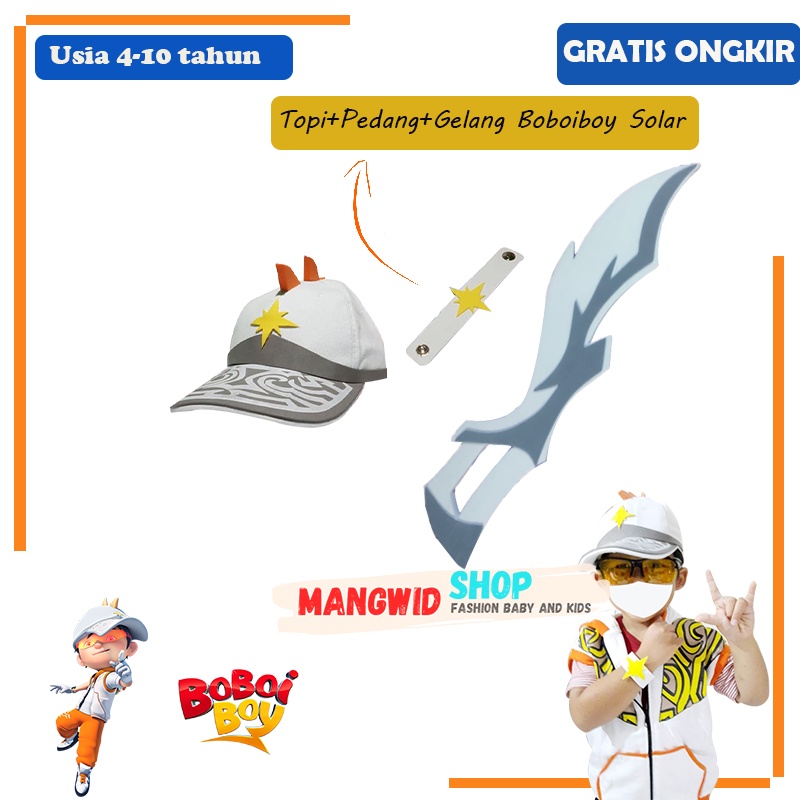 SETELAN TOPI + PEDANG MAINAN + GELANG BOY BOBOIBOY SOLAR ANAK LAKI LAKI UMUR 4 , 5 , 6 , 7 , 8 , 9 ,