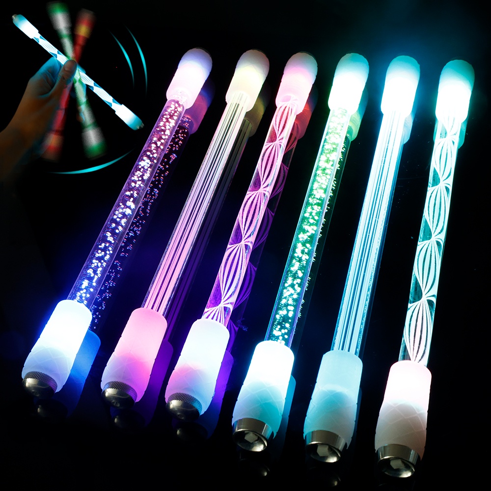 Pulpen Flash Warna-Warni LED Pena Berputar Genggam Keren Mainan Belajar Universal Puzzle Game Pena Dinamis