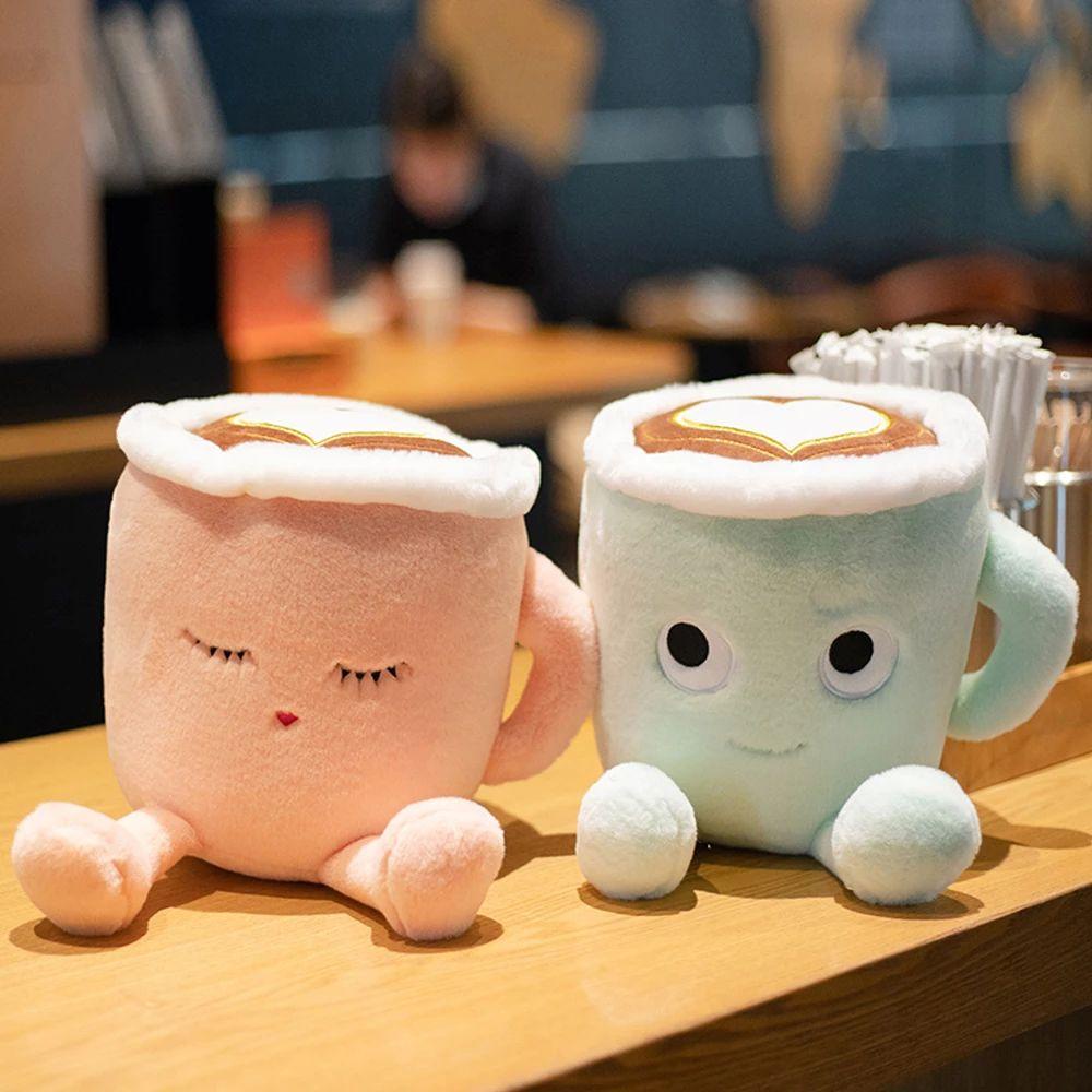 Needway   Cangkir Kopi Mainan Mewah Boneka Kawaii Plushie Lucu Cangkir Kopi Berbentuk Cangkir Kopi Boneka Mainan Lembut Jepang Matcha