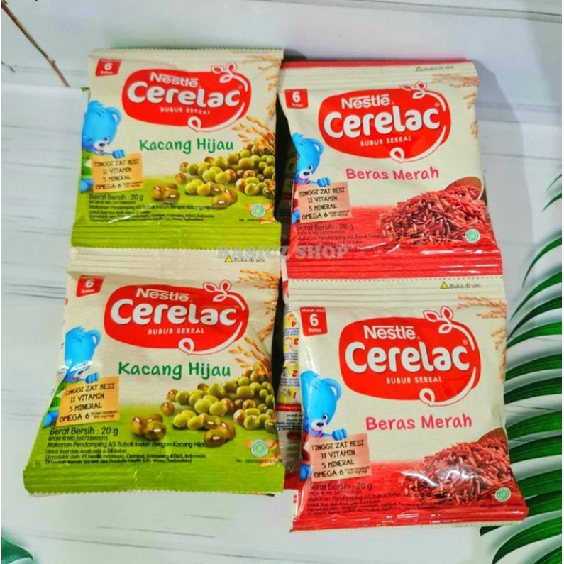 NESTLE CERELAC Sachet 20gr Bubur Bayi Instan Kacang Hijau / Beras Merah