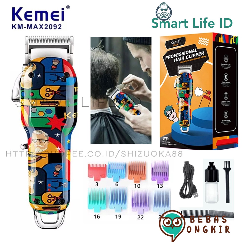 Alat Cukur Rambut Kemei KM-MAX2092 Professional Hair Clipper Cordless Electric Mesin Potong Cukuran KM MAX 2092