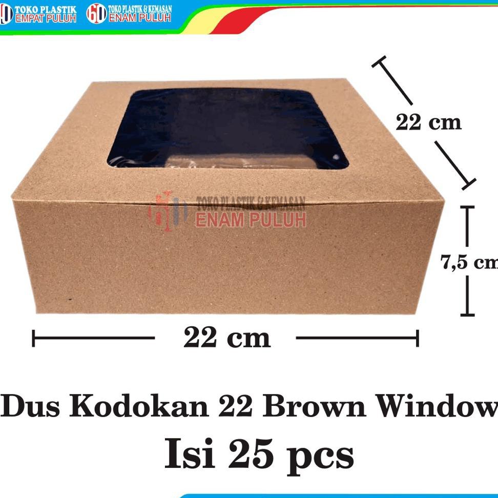 

Dus kodokan brown window 22x22 brown kraft jendela laminasi kotak coklat box nasi isi 25