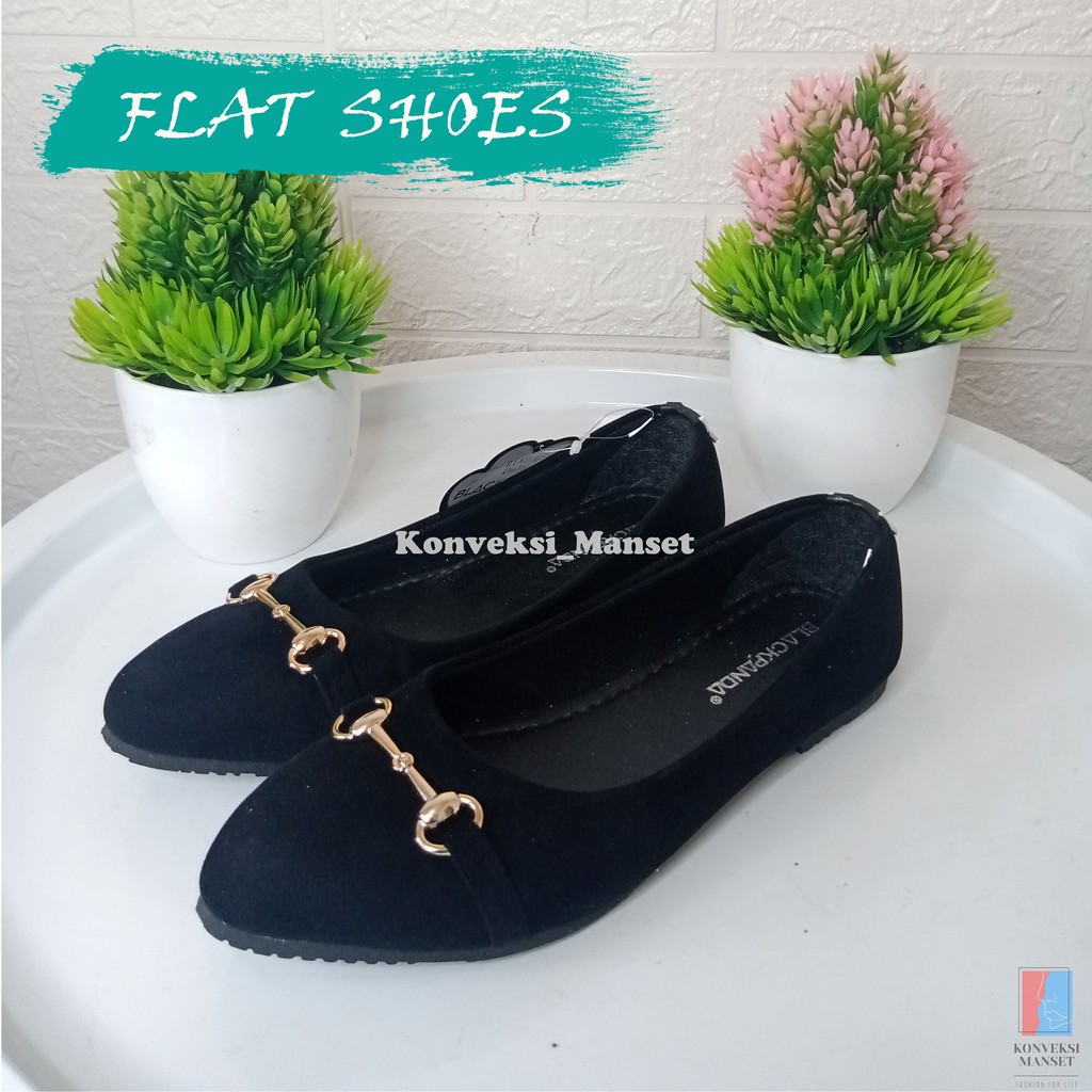 SEPATU WANITA FLATSHOES DAFODI BP3.138/BLACK PANDA MURAH BISA COD