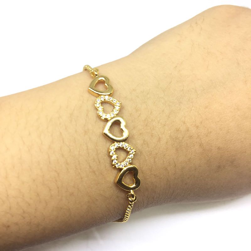 Gelang Serut Wanita Bahan Xufing Gold Bisa Diatur Sesuai Tangan Anti Karat