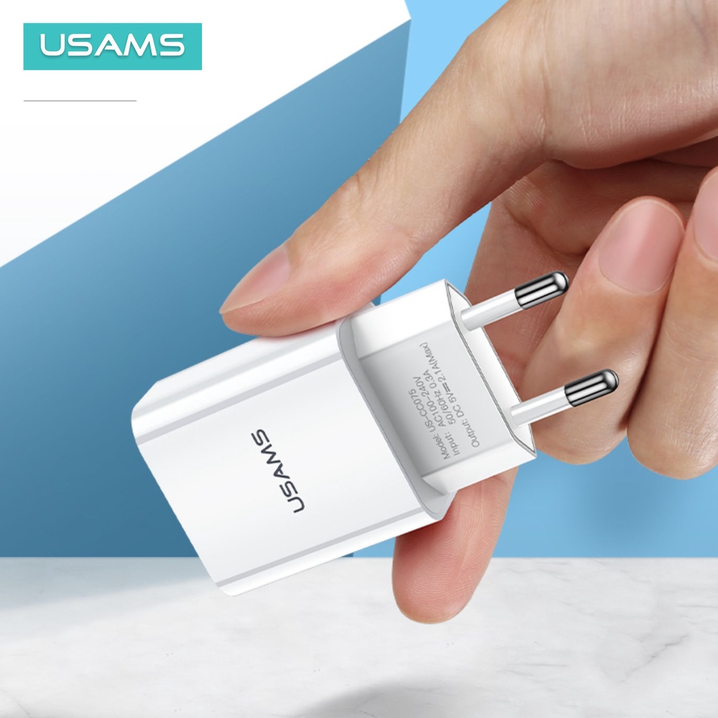 USAMS T21 Charger Adapter + Kabel Data Type C 2.1A Fast Charge