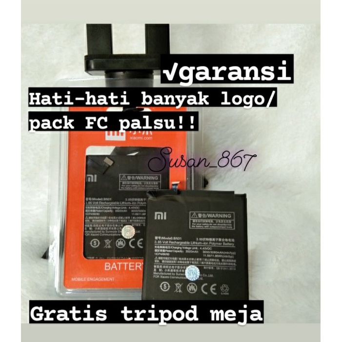 BATERAI BN-31 BN31 ORIGINAL /Redmi 5X/Redmi Note 5X BATTERY BATRE FC