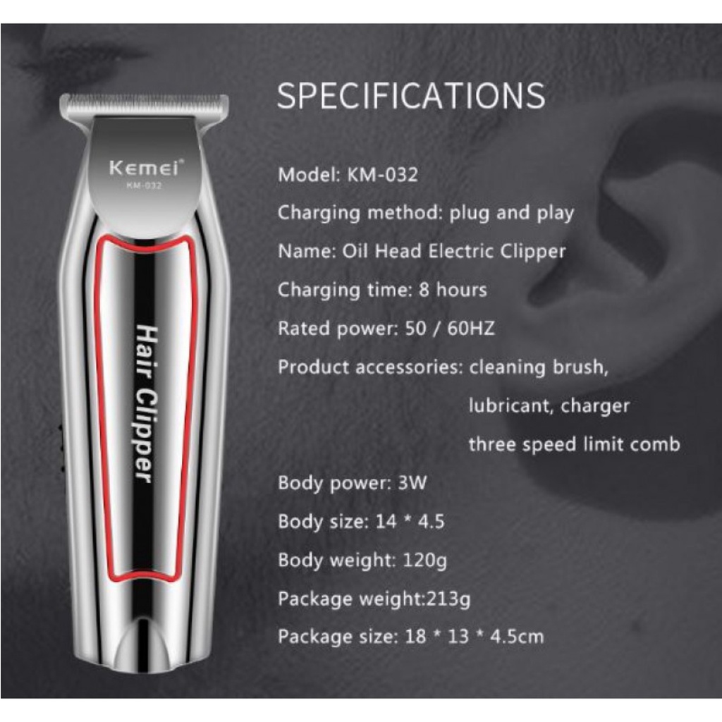 SHINE STAR - Hair Clipper Kemei Detailer KM-032 Mesin Cukur Rambut Kumis Jenggot Cordless