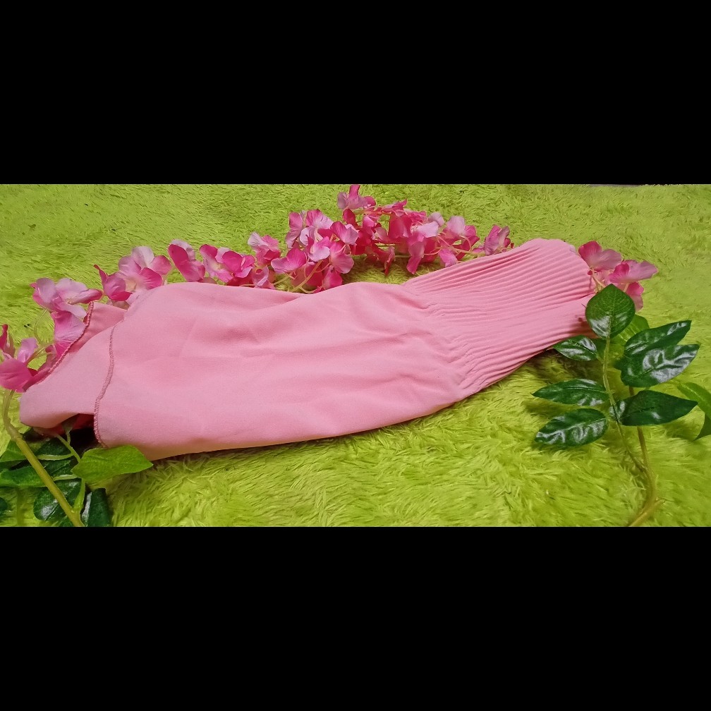 BEST SELLER Pashmina Plisket Premium Quality 75x180 cm Pashmina Plisket Shawl lidi PLEATED SHAWL-peach/salem