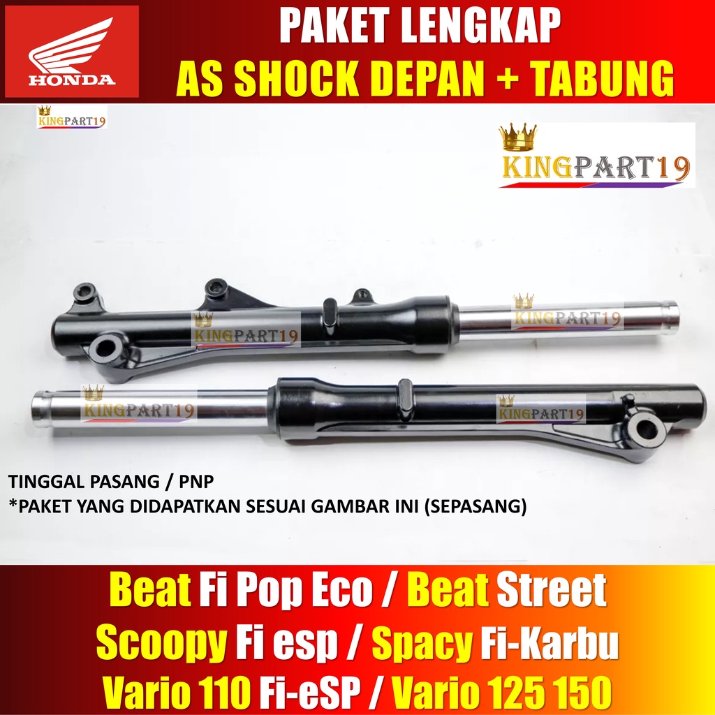 SHOCKBREAKER DEPAN KOMPLIT PLUS TABUNG BEAT FI ESP SCOOPY FI ESP VARIO 110 FI LED ESP VARIO 125 150 LED VARIO 125 TECHNO AS SHOCK DEPAN PLUS TABUNG KZL K25