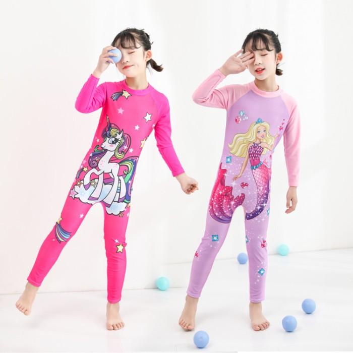 Swima | Baju Renang Anak Muslim Lengan Panjang Unicorn Mermaid Import