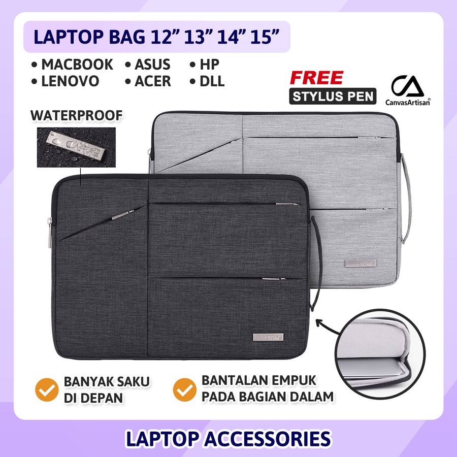 Tas Sleeve Laptop 12 13 14 15 inch Asus Vivobook Zenbook Lenovo Ideapad Thinkbook HP Pavilion Aero M