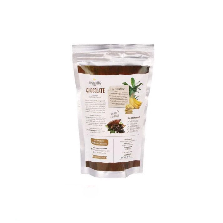 Keripik Pisang Good Living Chocolate 55gr - Banana Chips Chocolate 55g