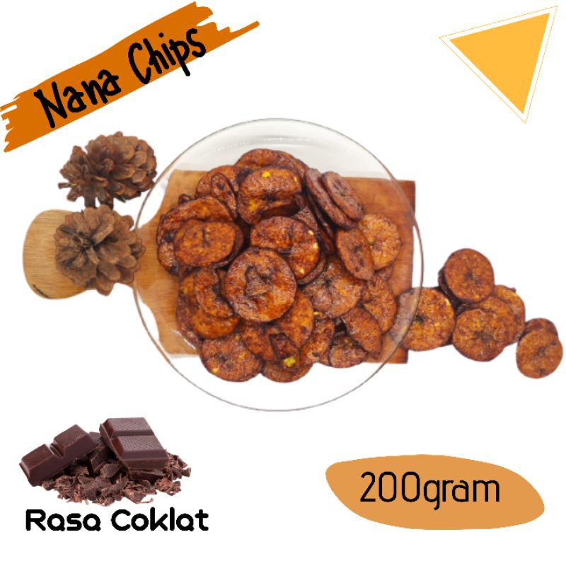 

Nana Chips Keripik pisang kripik pisang Rasa coklat manis gurih aneka rasa Nana Chips 200gram