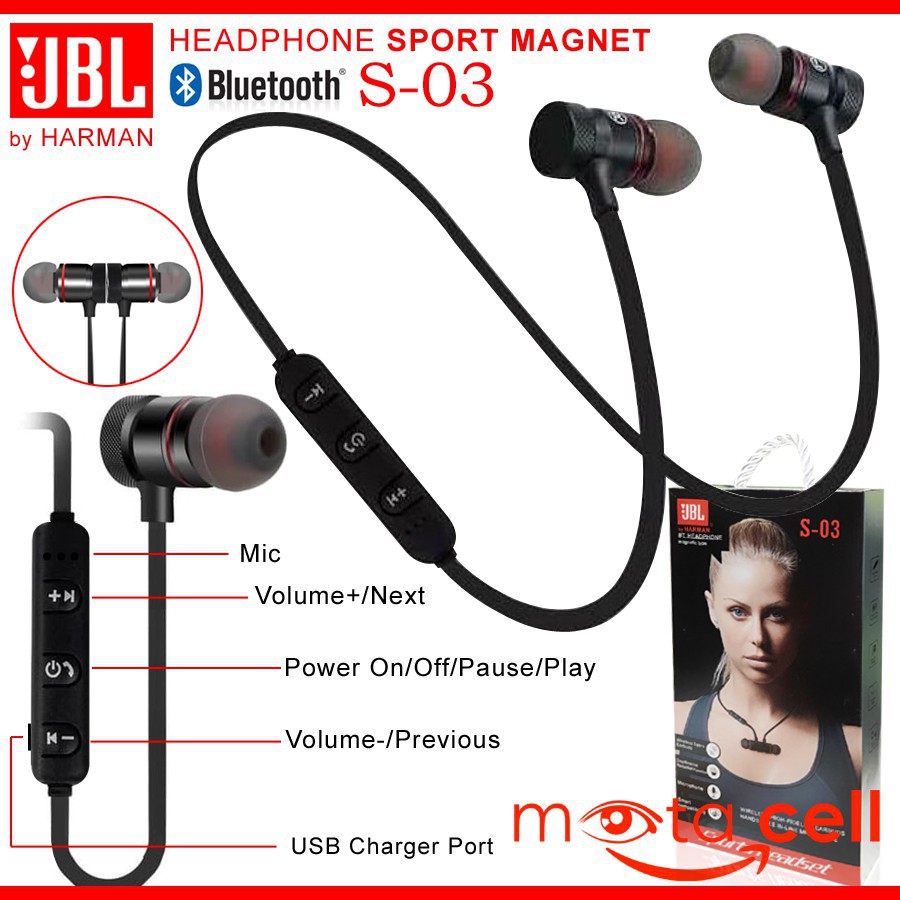 HEADSET BLUETOOTH MAGNET HEADSET HANDSFREE EARPHONE SUPER BASS