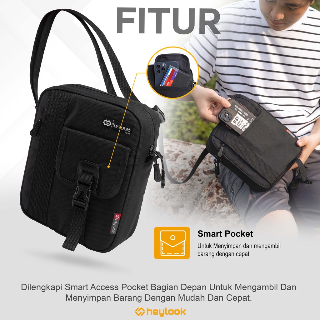 HEYLOOK Project - Tas Selempang Pria TESLA Sling Bag Pria Waist Bag Distro Heylook