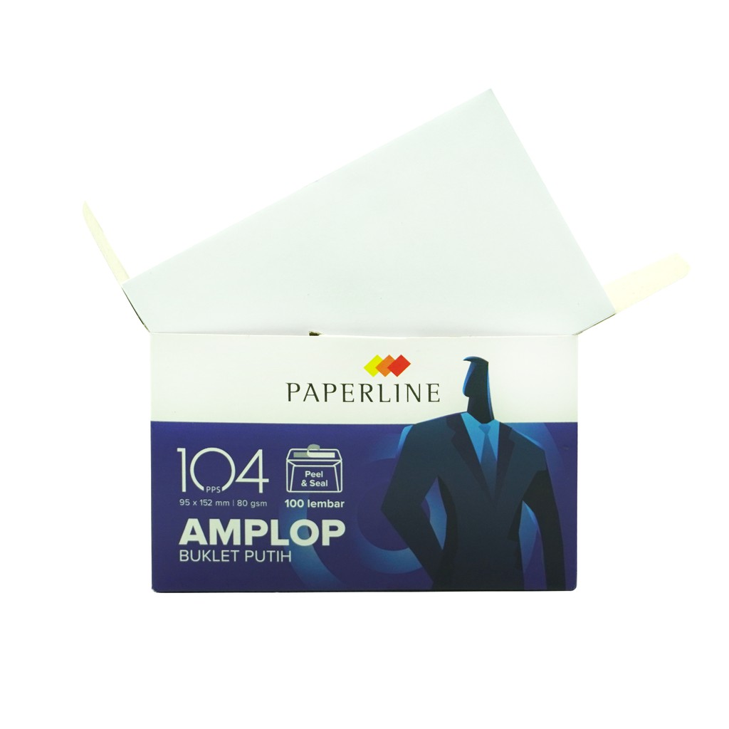 Amplop DL Putih Polos PAPERLINE 104 isi 100 (95 x 152 mm) 80 Gram Gsm