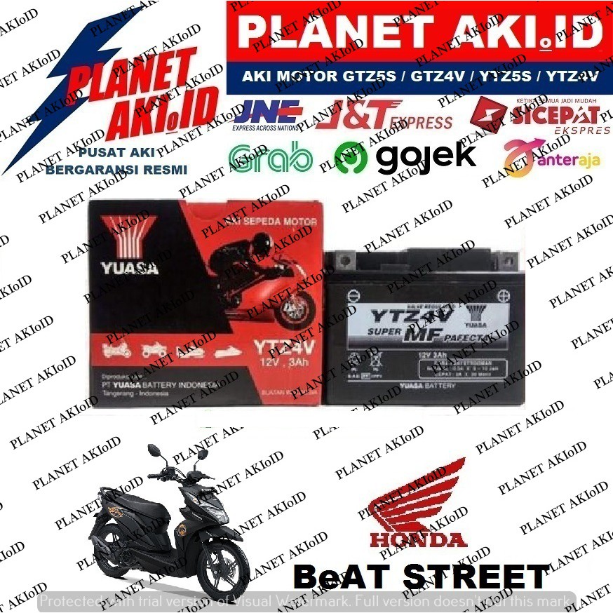 Aki Motor Honda Beat Street YTZ4V YUASA Accu Kering MF