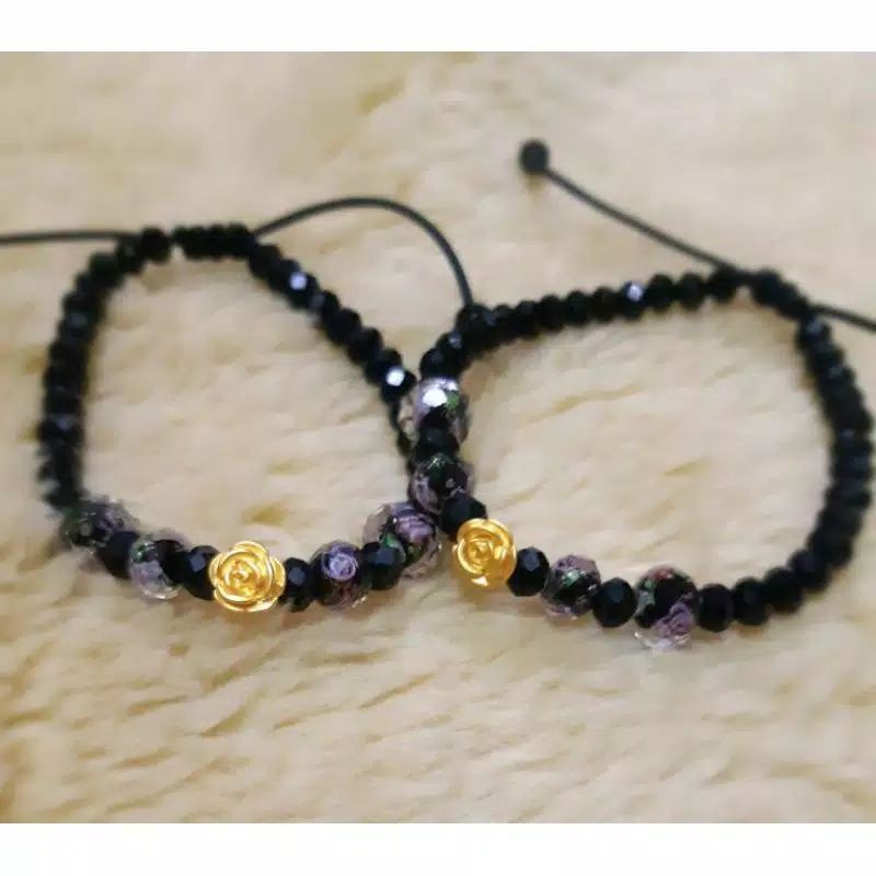 Gelang kristal ceko mawar emas hongkong HK 24karat 999 original kado