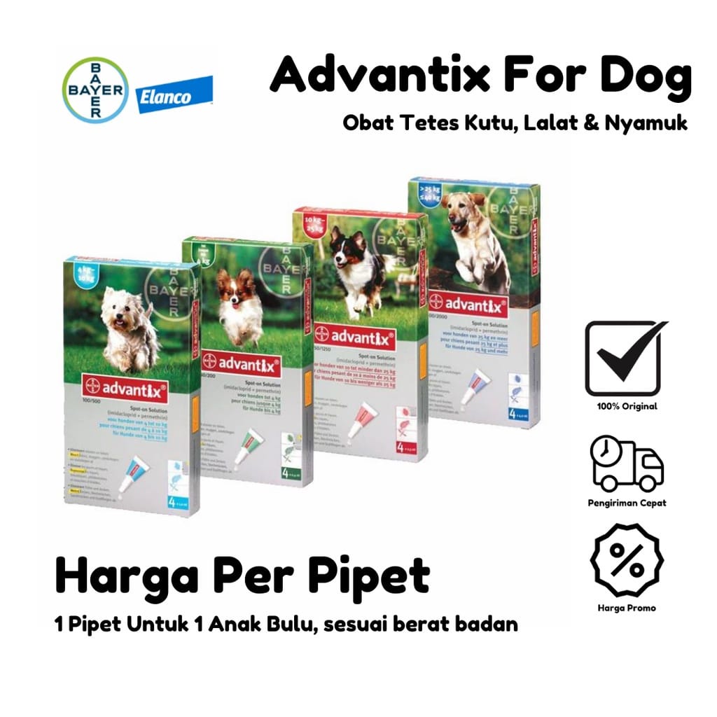 ADVANTIX Obat Tetes Kutu,Lalat &amp; Nyamuk | Obat Kutu Anjing Premium | Original Premium Bayer