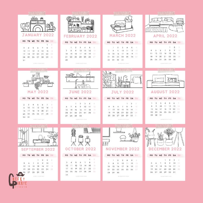 

A Mini Calender 2022 for Aesthetic Journal | Mini Calender 2022 | Calender Aesthetic 2022