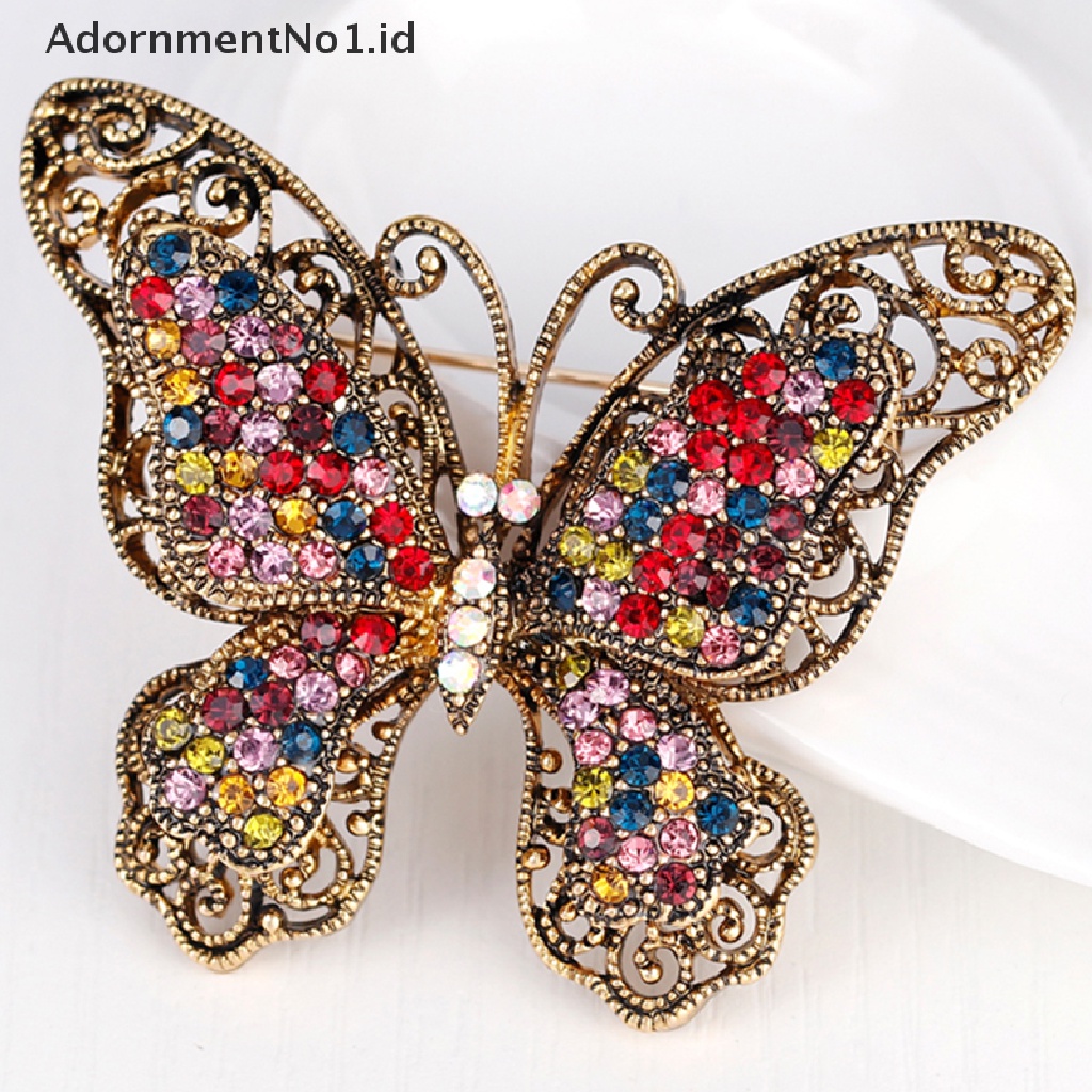 (AdornmentNo1) Bros / Pin Butterfly Kristal Mewah Untuk Aksesoris Pakaian (ID)