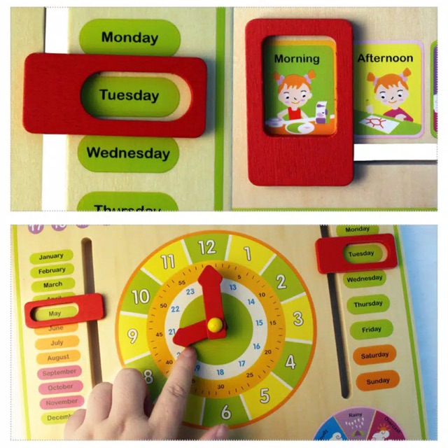 Mainan Edukasi Multifunctional Learning Clock Calender Montessori