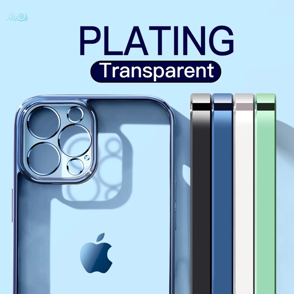 Luxury Plating Square Frame Soft Silicone Case for iPhone 11 12 Pro Max XR X XS MAX 7+ 8 Plus SE 2020 Transparent Cover