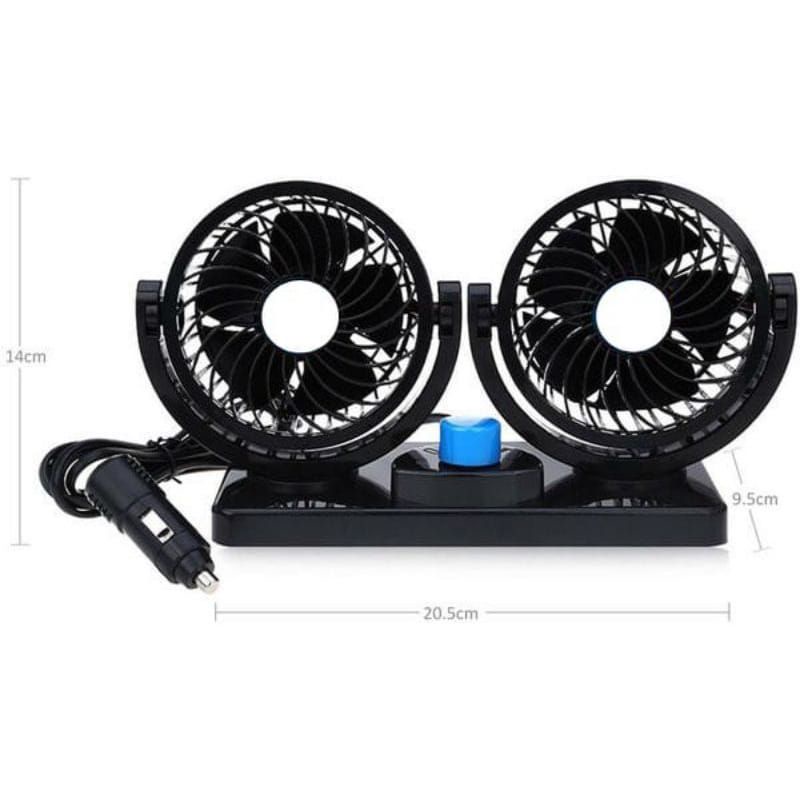 Kipas Angin Mobil Double-Headed Fan Aksesoris Mobil Interior 12Volt ⭐ Toko10 ⭐