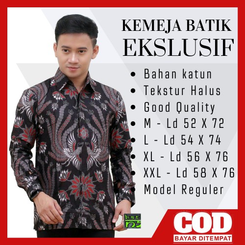 BATIK LENGAN PANJANG M L XL XXL KEMEJA BATIK PRIA MODERN BAHAN KATUN MODEL REGULER BISA BAYAR DI RUMAH