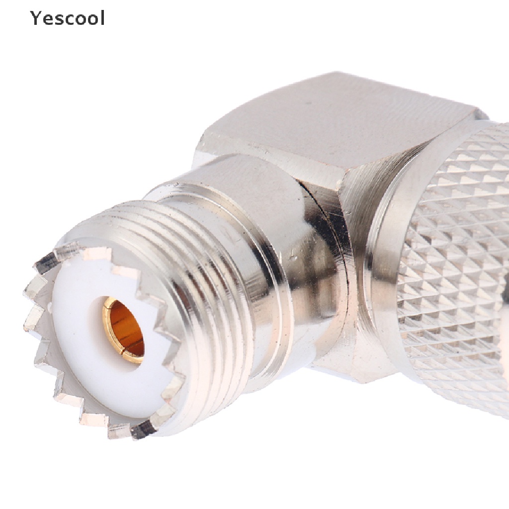 Yescool Adapter Konektor UHF Male PL-259 PL259 Ke UHF Female SO-239 SO239 Sudut 90 RF