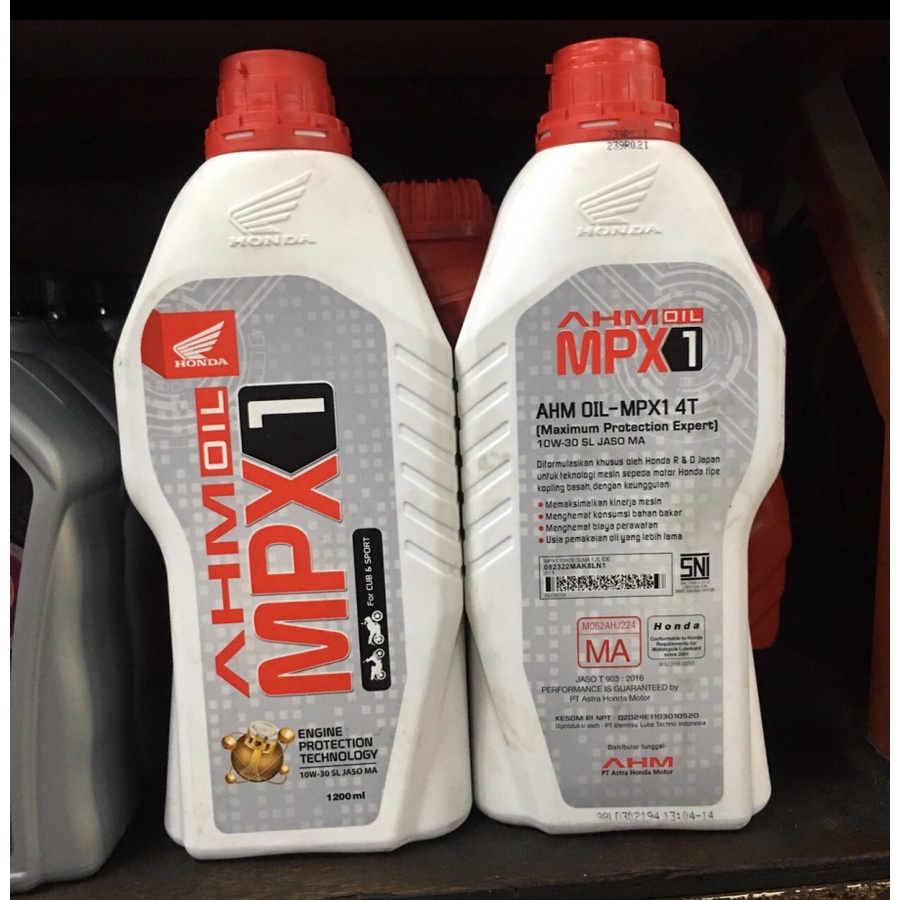 Oli MESIN motor HONDA AHM MPX1 JASO MA 10W/30 Isi 1,2 liter