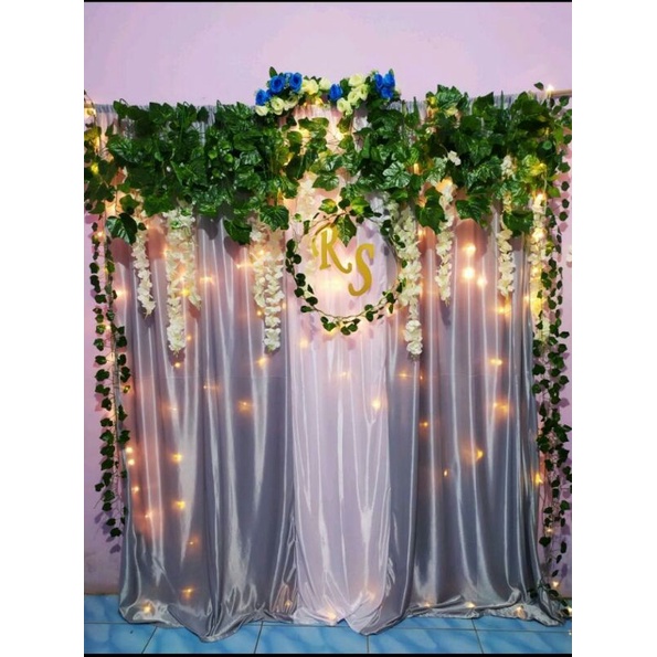 paket backdrop lamaran/akad/aqiqah bunga daun
