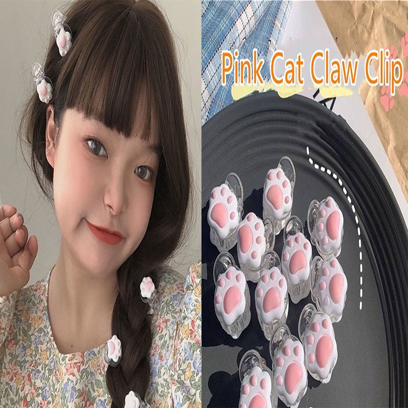 2 pcs Jepang Lucu Kartun Pink Cat Paw Jepit Rambut Meraih Klip Anak Bulang