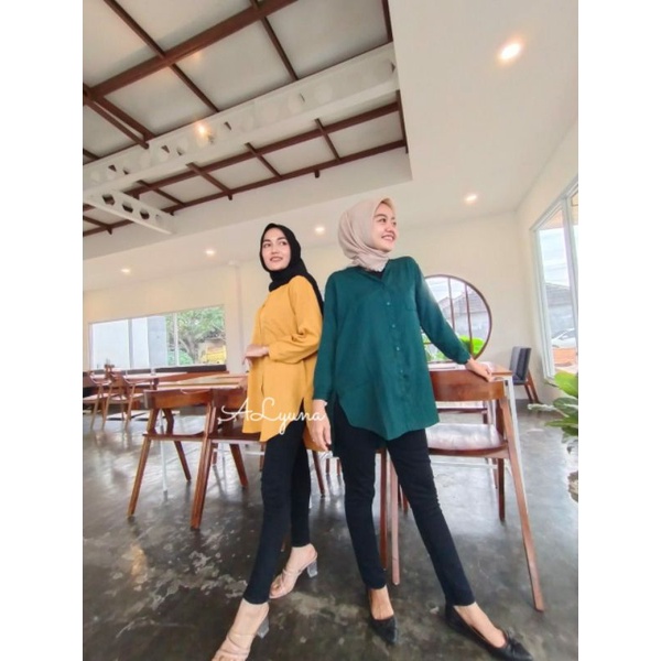 KEMEJA WANITA POLOS CASUAL / FORMAL BAHAN SENORITA STREET / ATASAN WANITA LENGAN PANJANG JUMBO