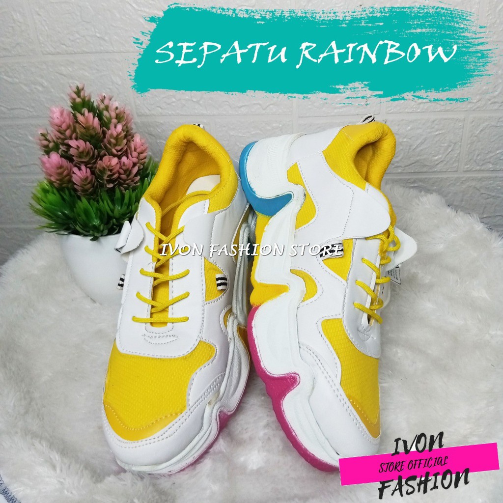 SEPATU OLAHRAGA MODEL KOREA RAINBOW PRIA DAN WANITA MURAH BISA COD